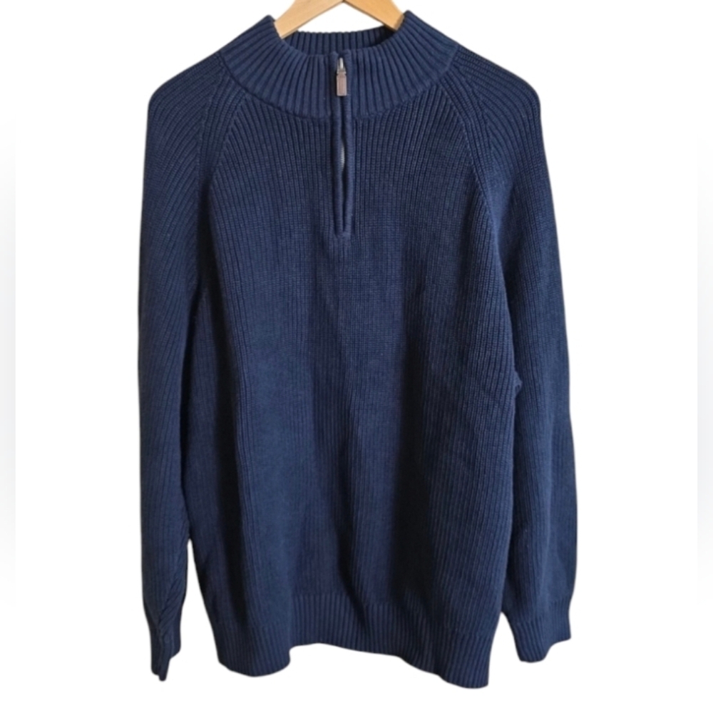 Dockers Navy Blue Quarter Zip Heavy Knit Sweater. Size 2XL
